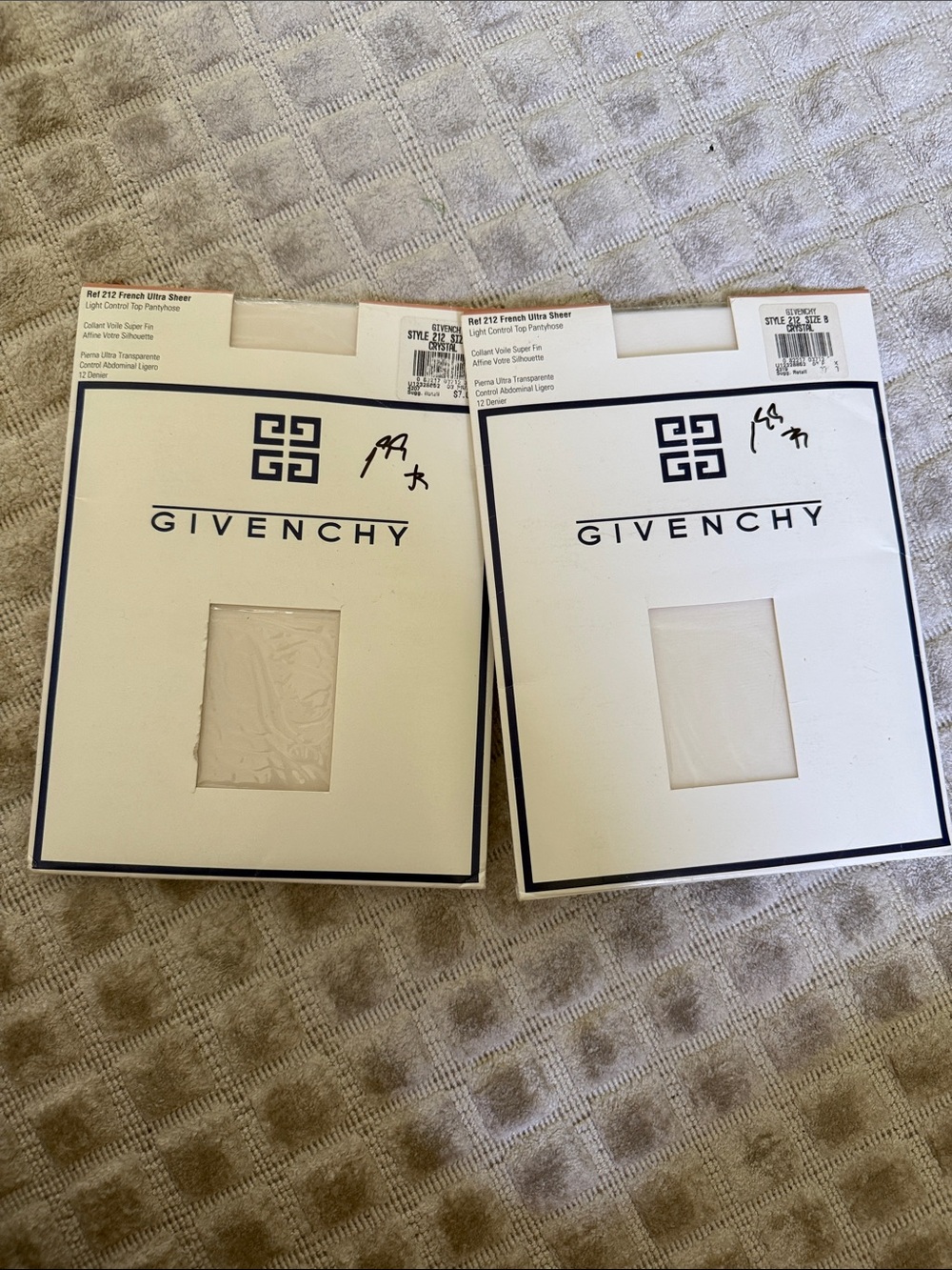 VTG Givenchy Nylons White French Ultra Sheer Crystal B Ref 212 Vintage Lot of 2